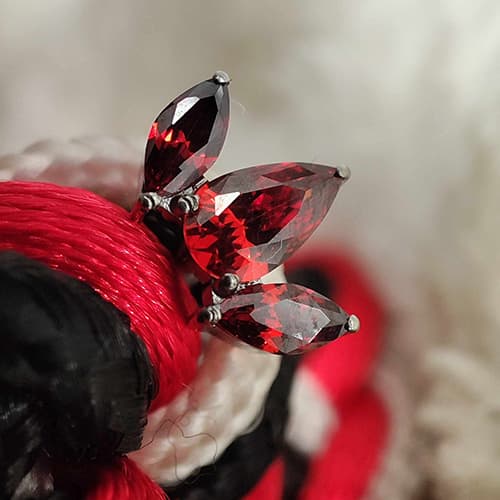 Titanium labret øreringe med røde zirkoner - TGW-121 1.2/6
