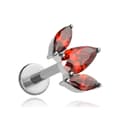 Miniatyrbillede 1 af 2: Titanium labret øreringe med røde zirkoner - TGW-121 1.2/6