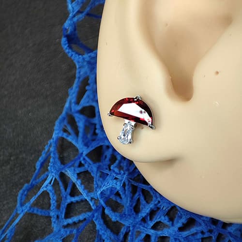 Titanium labret svampeørering - sølv - TGW-178 1.2/8