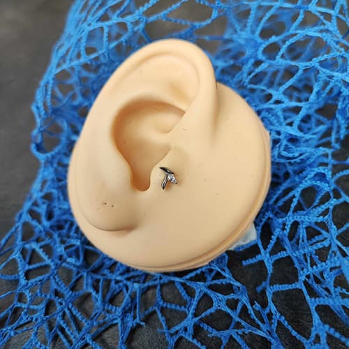 Titanium labret øreringe med hvid zirkon - sølv - TGW-179 1.2/6