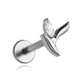Miniatyrbillede 1 af 2: Titanium labret øreringe med hvid zirkon - sølv - TGW-179 1.2/6