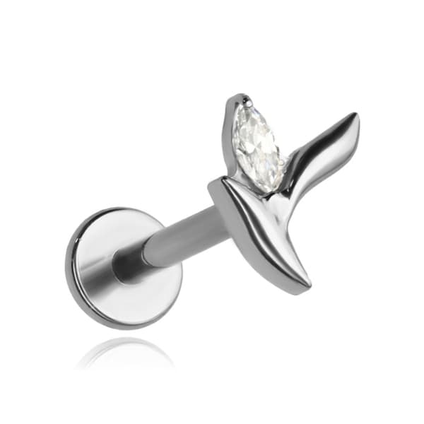 Titaani labret korvakoru valkoisella zirkonia - hopea - TGW-179 1,2/8