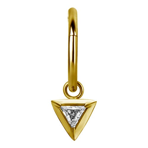 Berlocker - triangel med vit zirkon - guld - D-065