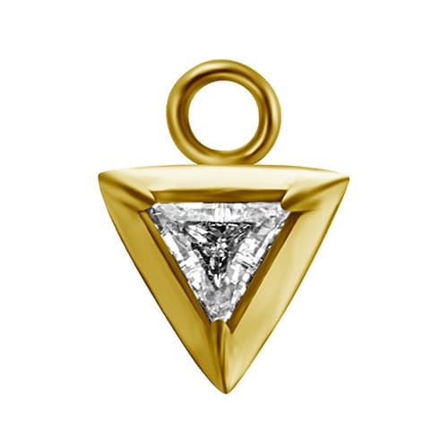 Berlocker - triangel med vit zirkon - guld - D-065
