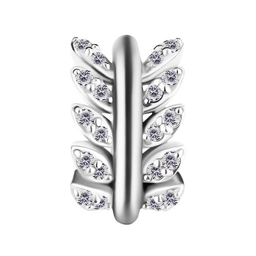 Clicker navelring silver med vita zirkoner - CoCr NF- KP-065 1.6/8
