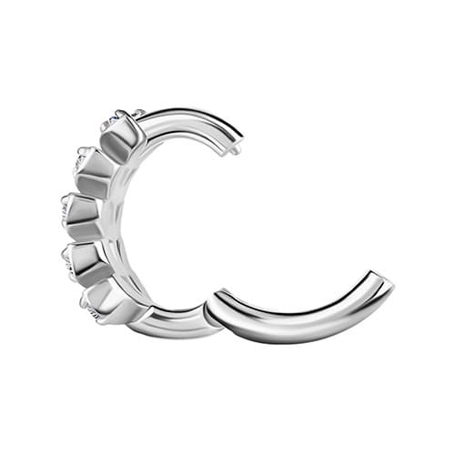 Clicker navlering sølv med hvide zirkoner - CoCr NF- KP-065 1.6/10