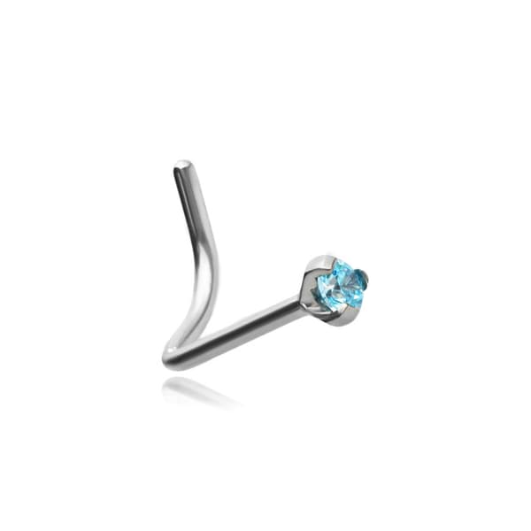 Titanium Premium Zirkonia Nose Nasta Hopea sinisellä Cubic Zirkonia - TN-018 0,8/6,5/2
