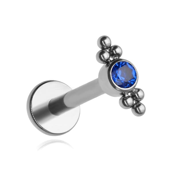 Titaaninen labret-korvakoru granaattizirkonialla ja palloilla - hopea 1,2/8