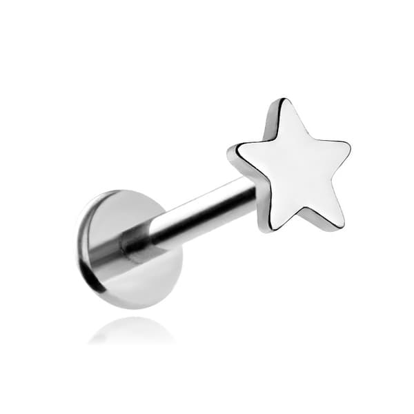Titaani labret korvakoru - tähti - hopea 1.2/6/3
