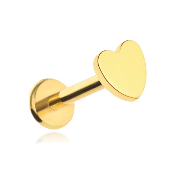 Titanium ørestikker labret hjerte guld helix lobe 1.2/8/4