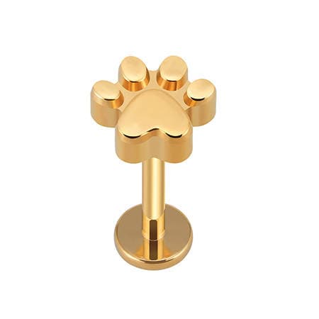 Titanium labret ørestikker guld pote helix lobe konkylie 1.2/6