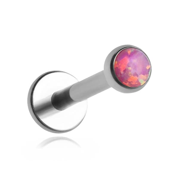 Titaaninen labret vaaleanpunaisella opaalilla OP22 - hopea 1.2/6/3