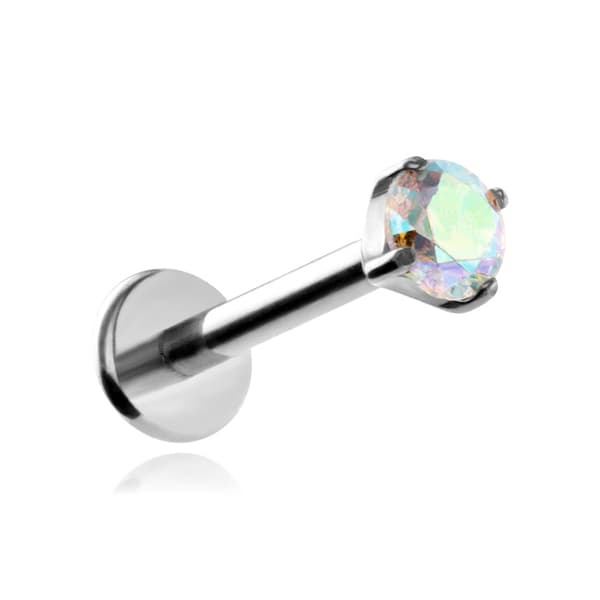 Titan silver labret med opal zirkon 1.2/6/3