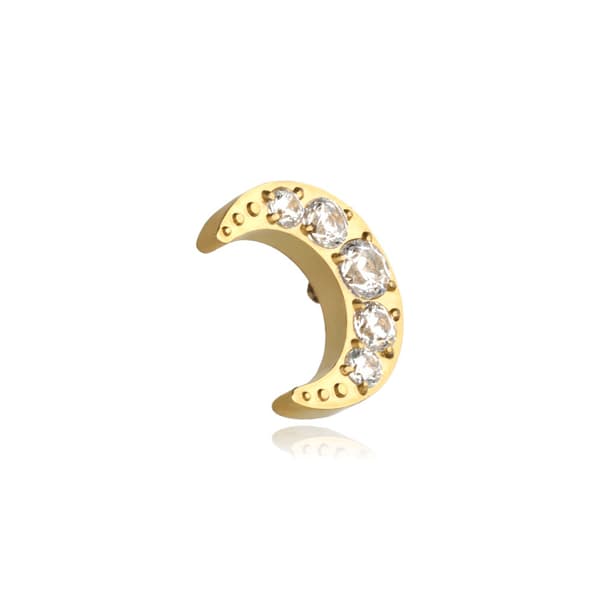 Titanium månehætte med hvide zirkoner - guld - TNA-184 1,2 mm