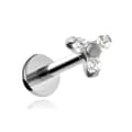 Miniatyrbillede 1 af 2: Titanium labret med tre hvide zirkoner 1,2/6/5