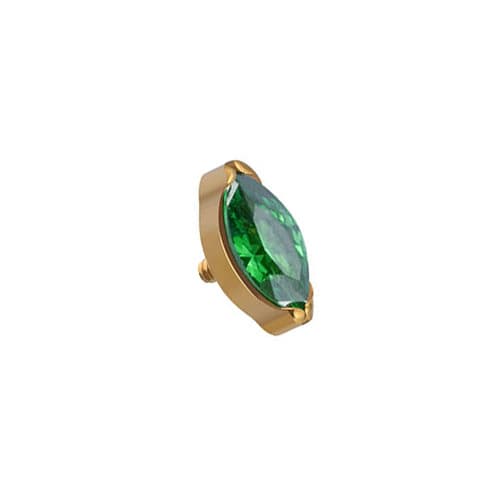 Titanium dråbehætte med grøn zirconia - guld - TNA-107 1,2 mm