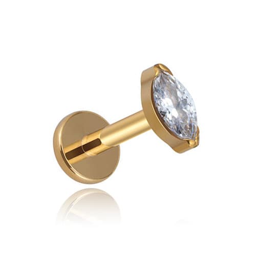 Titan labret guld tår med vit zirkon 1.2/6