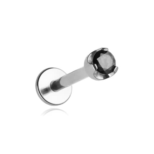 Titaaninen labret-korvakoru mustalla zirkonia 1,2/8/3,5