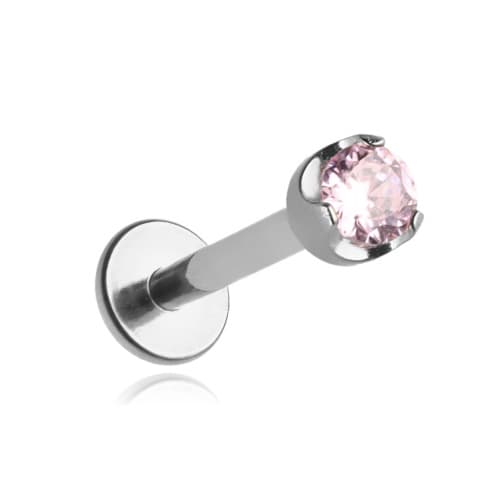 Titan labret örhänge med rosa zirconia 1,2/8/4,5