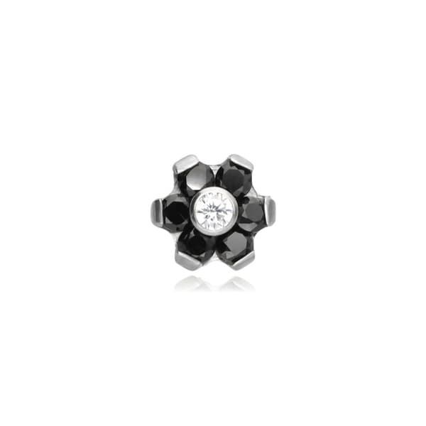 Blommössa i titan med svart och vit zirkon - silver - TNA-059 1,6/5