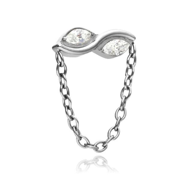 Titanlock med vit zirkon - silver - TNA-189 1,2 mm