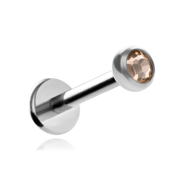 Titaaninen labret-korvakoru samppanjakristallihopealla 1,2/8/3