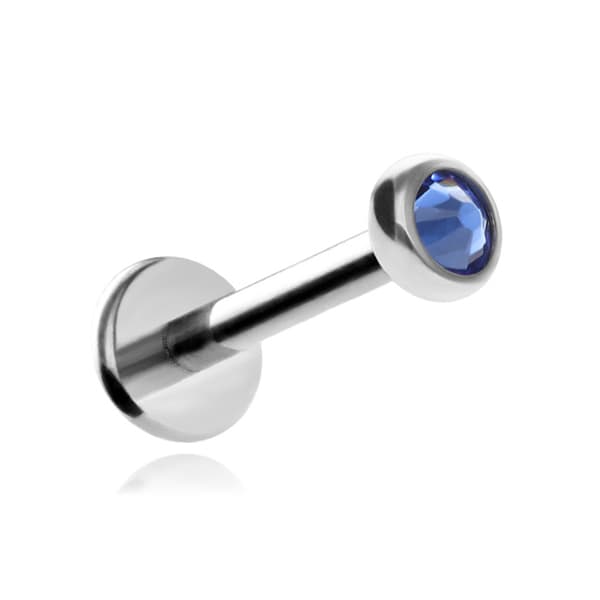 Titaaninen labret-korvakoru laivastonsinisellä kristallihopealla 1,2/8/2,5