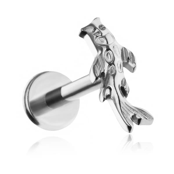 Titanium Koi kala labret korvakoru, hopea 1.2/8