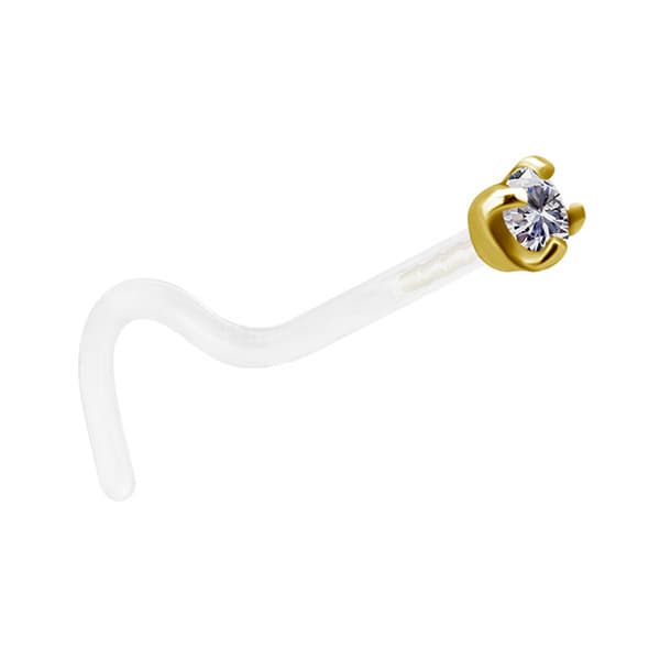 Nenänasta 18K kultaa BioPlast valkoisella zirkonia - GD18K-025 1.0/6.5/1.5