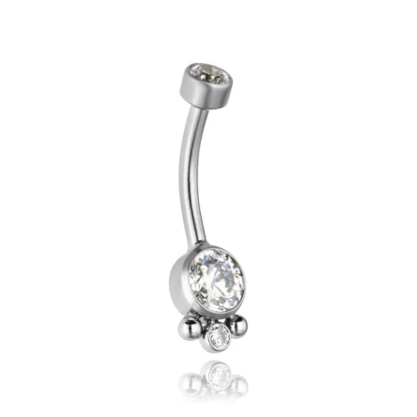 Titanium navle ring med hvide zirkoner PREMIUM - TPP-044 1.6/8