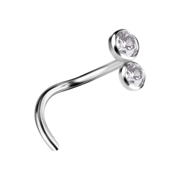 Dekorativ nosdubb i titan med vit zirkon - TN-036 0,8/6,5
