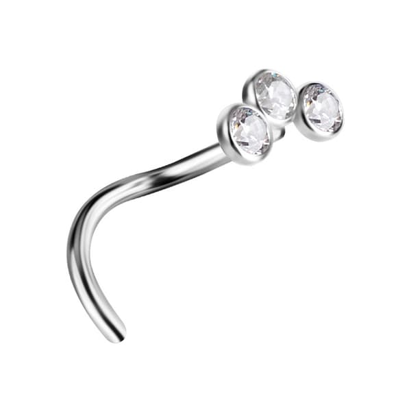 Titanium dekorativ næsestuds med hvid zirkon - TN-037 0,8/6,5