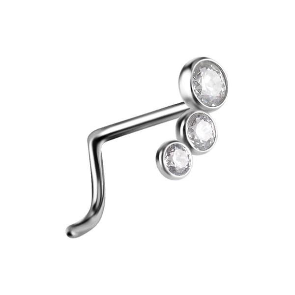 Dekorativ nosdubb i titan med vit zirkon - TN-041 0,8/6,5