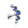 Miniatyrbillede 1 af 2: Titanium labret klynge øreringe med blå zirkoner - sølv 1,2/6