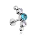Miniatyrbillede 1 af 2: Titanium labret klynge øreringe med hav zirkon - sølv 1,2/6