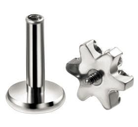Titanium labret ørering - blomst med hvide zirkoner - TGW-001 1,2/6/6
