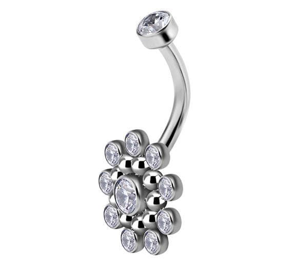 Titaaninen naparengas valkoisilla zirkoneilla PREMIUM - TPP-007 1.6/8