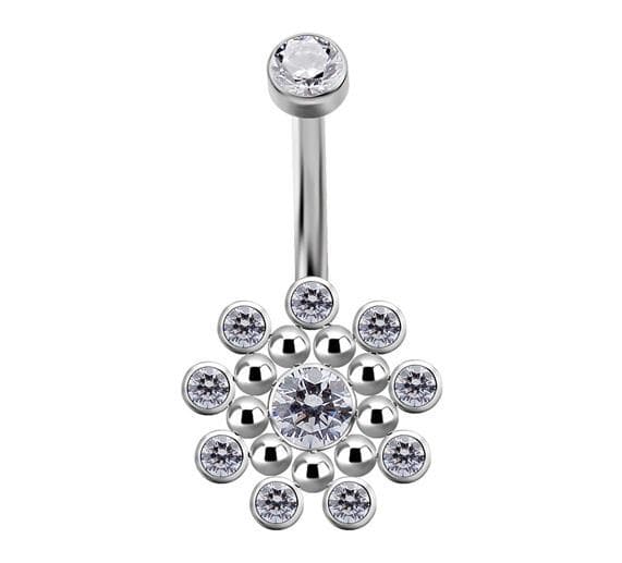 Titaaninen naparengas valkoisilla zirkoneilla PREMIUM - TPP-007 1.6/8