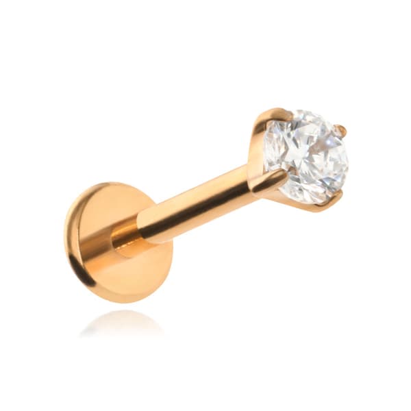 Titanium labret roséguld med vit zirkon - TGW-012 1.2/10/2