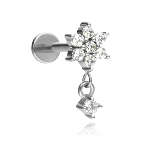 Hopeinen kukka labret - LGW-013 1.2/6