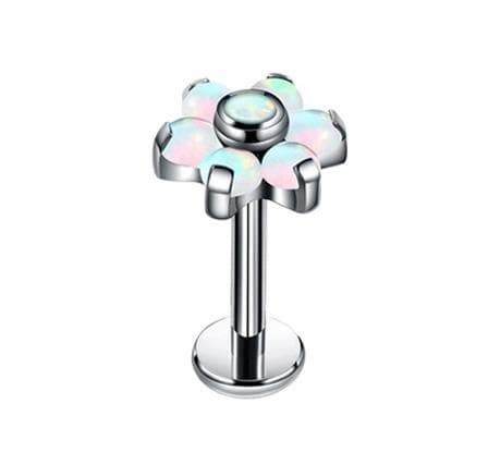 Titaaninen labret-kukka vaaleansinisellä opaalilla - TGW-001-3 1.2/8/7
