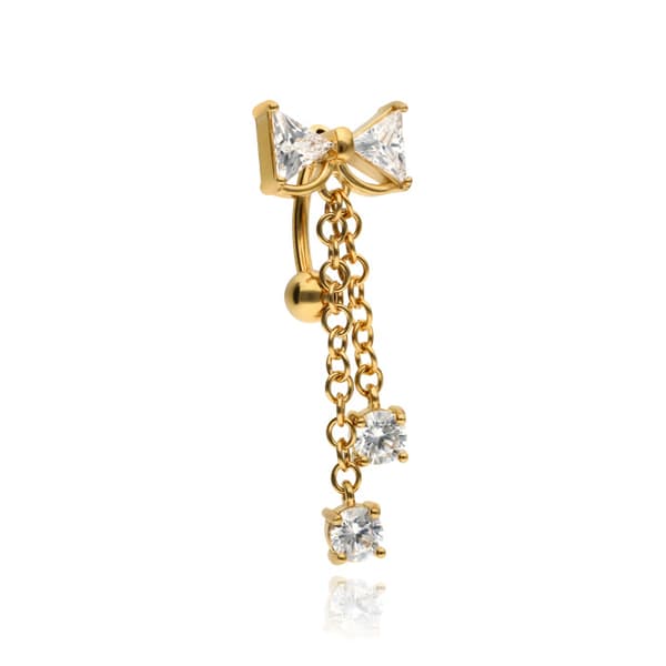 Rosett navelring med vit zirkon - guld - KP-033 1,6/10