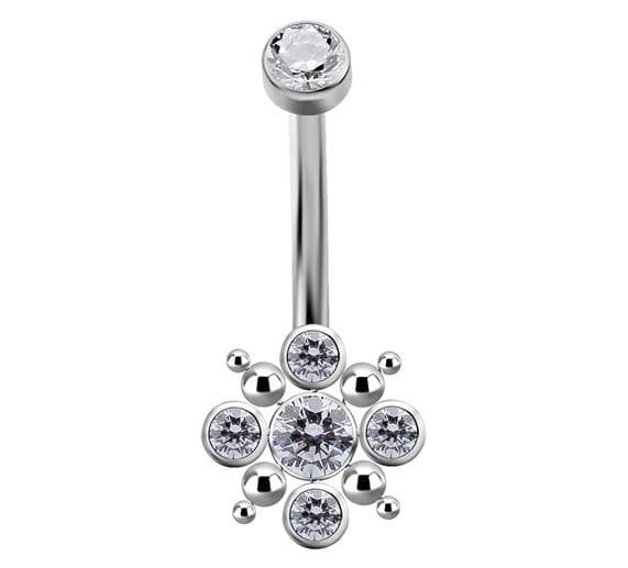 Titanium navle ring - Premium Zirconia White - TPP-027 1.6/10