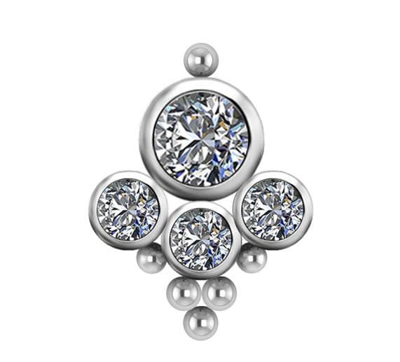 Titaaninen koristeellinen labretti - Premium Zirkonia - valkoinen - TGW-070 1.2/6