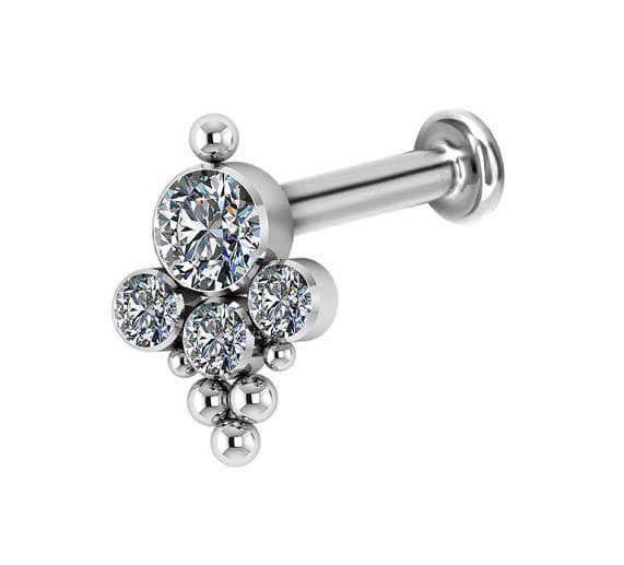Titaaninen koristeellinen labretti - Premium Zirkonia - valkoinen - TGW-070 1.2/6