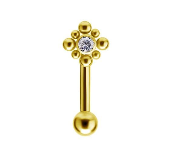 Titaanibanaani - Premium Zirkonia - Kulta ja valkoinen Cubic Zirkonia - TB-008 1.2/8/3