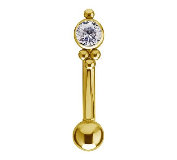 Titaanibanaani - Premium Zirkonia - Kultainen ja valkoinen Cubic Zirkonia - TB-009 1.2/8/3