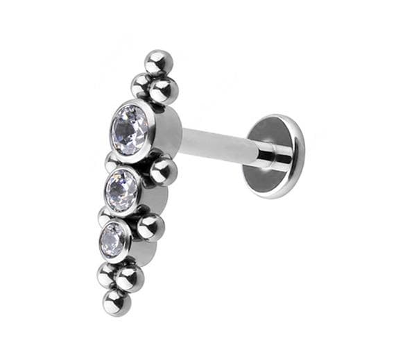 Titaani koristeellinen labret - valkoiset zirkonit - TGW-075 1.2/6