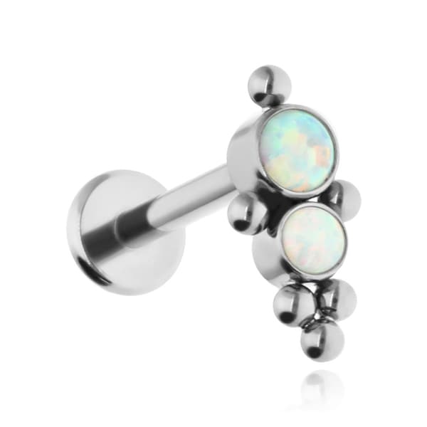 Titaaninen koristeellinen labret - vaaleansininen opaali OP17 - TGW-077 1.2/8