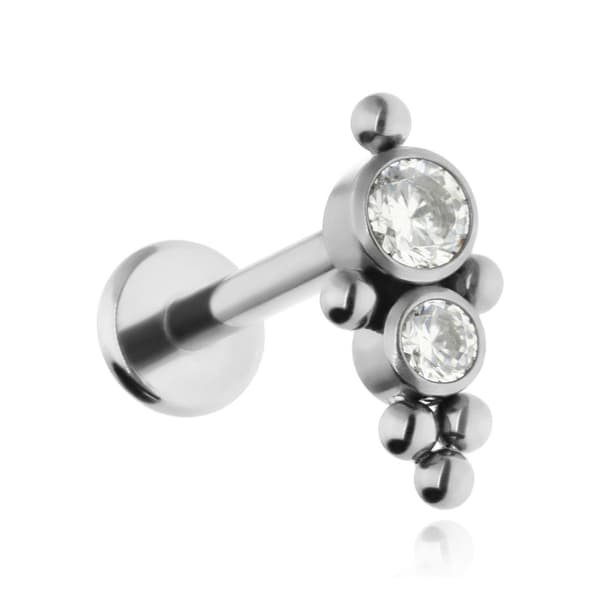 Titaani koristeellinen labret - valkoinen zirkonia - TGW-077 1.2/6